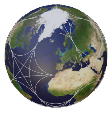 The Pentegraph Orb overlayed the Earth